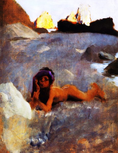 Nude Boy on Sands by John Singer Sargent - Hand-Painted Oil Painting Reproduction