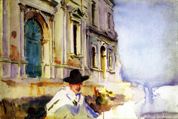 On the Zattere also known as Man in a Gondola, Venice by John Singer Sargent - Hand-Painted Oil Painting Reproduction