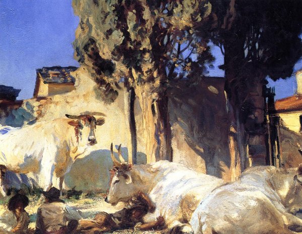 Oxen Resting by John Singer Sargent - Hand-Painted Oil Painting Reproduction