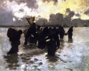 Oyster Gatherers Returning also known as Mussel Gatherers by John Singer Sargent - Oil Painting Reproduction