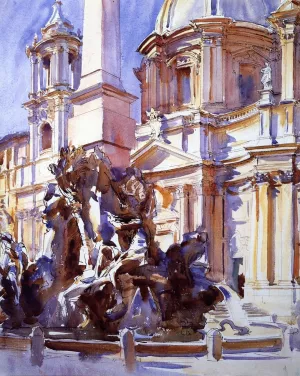 Piazza Navona, Roma by John Singer Sargent - Oil Painting Reproduction