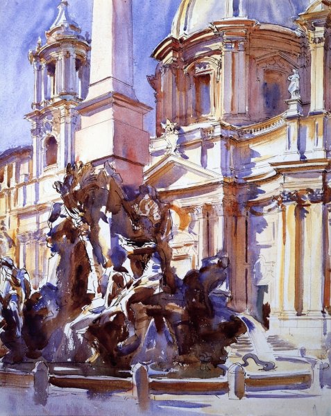 Main Product Photo of Piazza Navona, Roma Painting by John Singer Sargent
