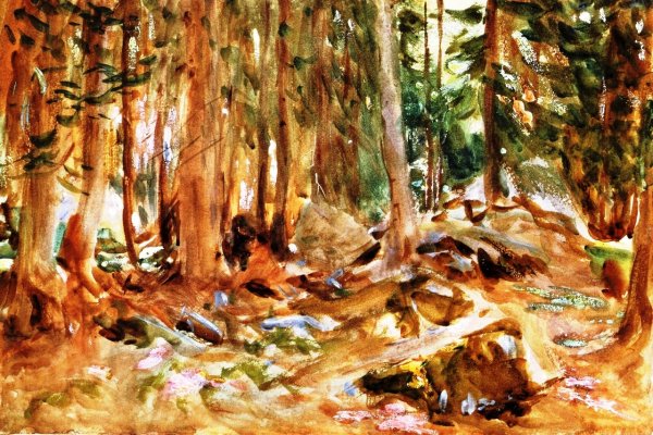 Pine Woods, Purtud by John Singer Sargent - Hand-Painted Oil Painting Reproduction