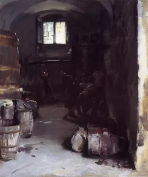 Pressing the Grapes: Florentine Wine Cellar by John Singer Sargent - Oil Painting Reproduction