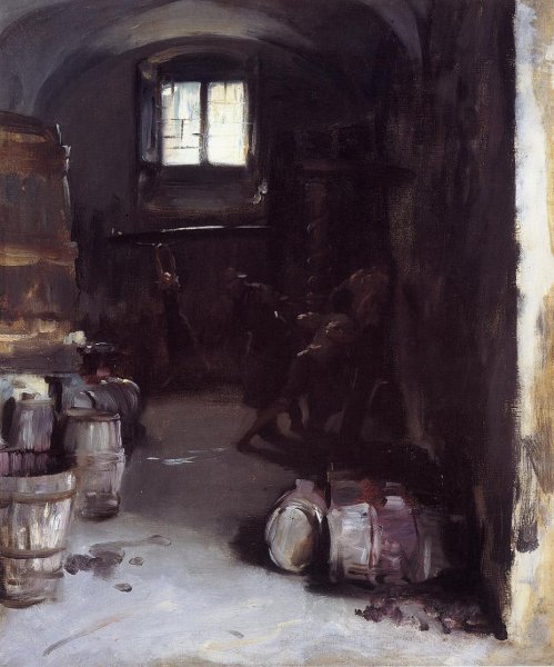 Main Product Photo of Pressing the Grapes: Florentine Wine Cellar Painting by John Singer Sargent