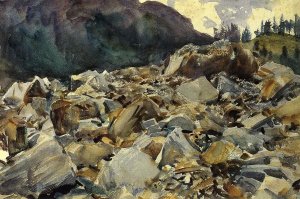 Purtud, Alpine Scene and Boulders by John Singer Sargent Oil Painting
