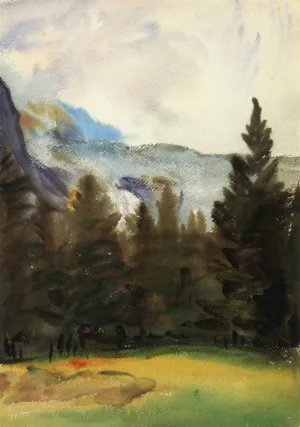 Purtud: Fir Trees and Snow Mountains by John Singer Sargent Oil Painting