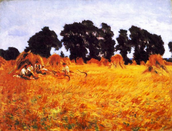 Main Product Photo of Reapers Resting in a Wheat Field Painting by John Singer Sargent