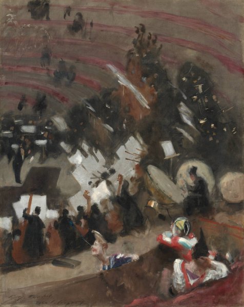 Rehearsal of the Pasdeloup Orchestra at the Cirque d'Hiver  by John Singer Sargent - Hand-Painted Oil Painting Reproduction