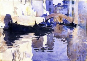 Rio di San'Andrea, Venice (also known as A View of Venice, with Empty Gondolas in a Canal) by John Singer Sargent Oil Painting