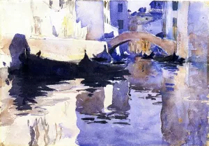 Rio di San'Andrea, Venice (also known as A View of Venice, with Empty Gondolas in a Canal) painting by John Singer Sargent