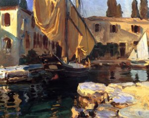 San Vigilio, A Boat with Golden Sail by John Singer Sargent Oil Painting