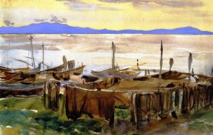 Scotland, Fishing Nets by John Singer Sargent Oil Painting