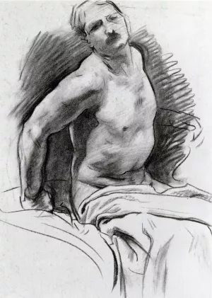 Seated Model with Drapery Oil painting by John Singer Sargent