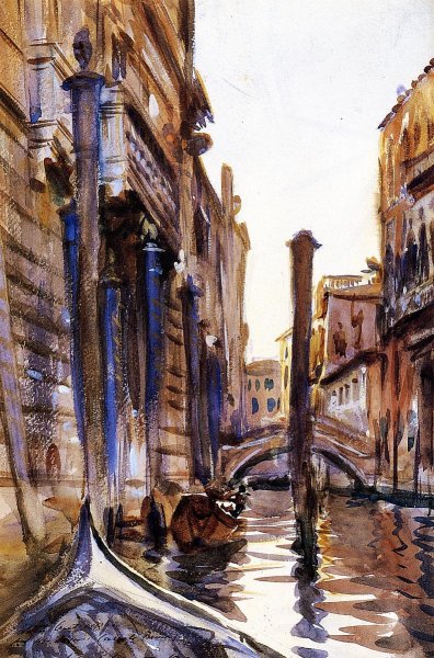 Side Canal in Venice by John Singer Sargent - Hand-Painted Oil Painting Reproduction