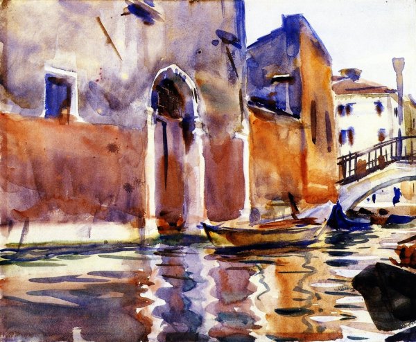 Side Canal, Venice by John Singer Sargent - Hand-Painted Oil Painting Reproduction