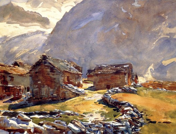 Main Product Photo of Simplon Pass: Chalets Painting by John Singer Sargent