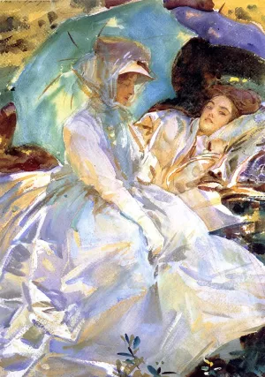 Simplon Pass: Reading by John Singer Sargent - Oil Painting Reproduction