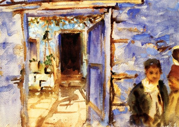 Spanish Courtyard by John Singer Sargent - Hand-Painted Oil Painting Reproduction
