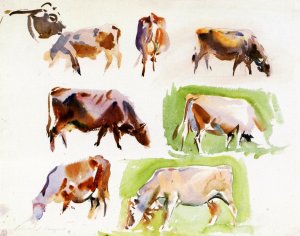 Studies of Cows also known as Studies of Oxen by John Singer Sargent Oil Painting