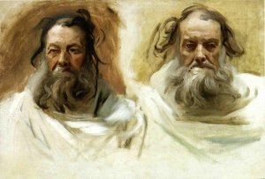 Study for Two Heads for Boston Mural the Prophets by John Singer Sargent Oil Painting