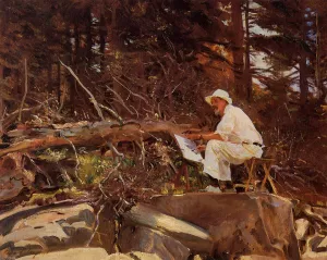 The Artist Sketching by John Singer Sargent - Oil Painting Reproduction