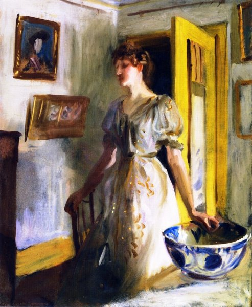 The Blue Bowl also known as The Blue and White Bowl by John Singer Sargent - Hand-Painted Oil Painting Reproduction