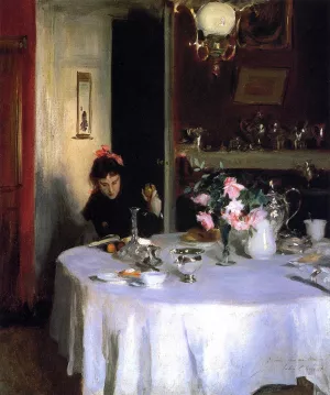 The Breakfast Table also known as Violet Sargent by John Singer Sargent - Oil Painting Reproduction