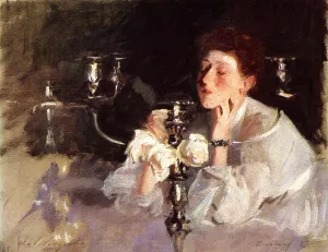The Candelabrum also known as Lady with Cancelabra or The Cigarette by John Singer Sargent - Oil Painting Reproduction