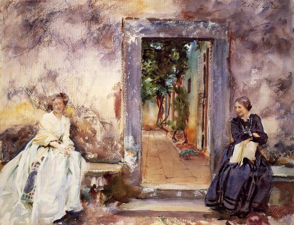 The Garden Wall by John Singer Sargent - Hand-Painted Oil Painting Reproduction