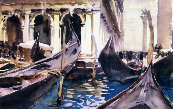 The Piazzetta, Venice II by John Singer Sargent - Hand-Painted Oil Painting Reproduction
