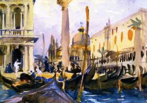 The Piazzetta with Gondolas by John Singer Sargent Oil Painting