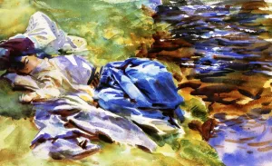 The River Bank Oil painting by John Singer Sargent