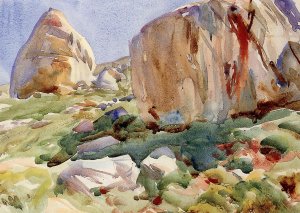 The Simplon: Large Rocks by John Singer Sargent Oil Painting