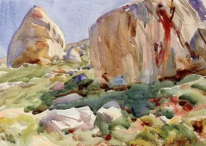 The Simplon: Large Rocks by John Singer Sargent Oil Painting