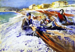 Three Figures on a Beach by John Singer Sargent - Oil Painting Reproduction