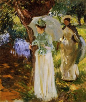 Two Girls with Parasols at Fladbury Oil painting by John Singer Sargent