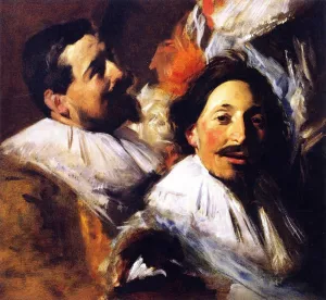 Two Heads from 'The Banquet of the Officers of the St George Civi Guard' (after Frans Hals) by John Singer Sargent Oil Painting
