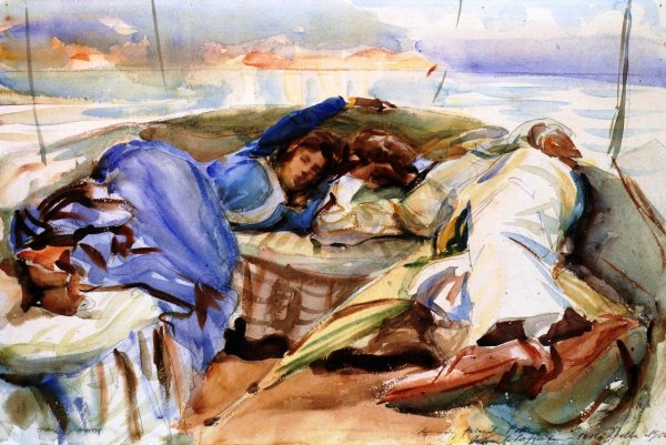 Main Product Photo of Two People in a Boat Painting by John Singer Sargent