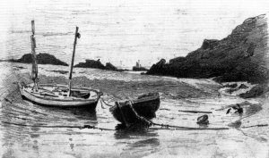 Two Small Boats Moored to Beach by John Singer Sargent Oil Painting