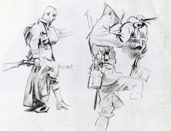 Two Studies for Soldiers of Gassed by John Singer Sargent - Hand-Painted Oil Painting Reproduction