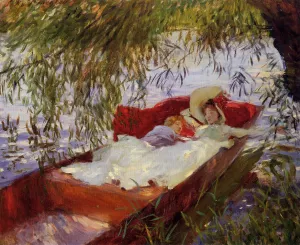 Two Women Asleep in a Punt under the Willows by John Singer Sargent Oil Painting