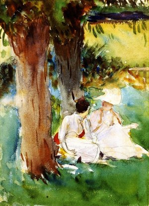 Under the Willows Miss Priestley and Mrs. Ormond by John Singer Sargent Oil Painting
