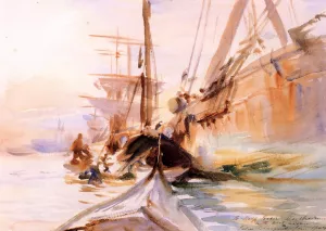 Unloading Boats, Venice by John Singer Sargent Oil Painting