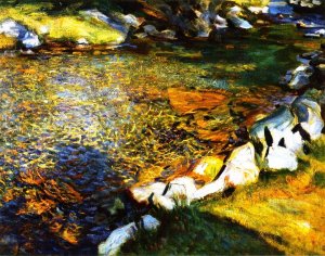 Val d'Aosta, Stepping Stones by John Singer Sargent Oil Painting