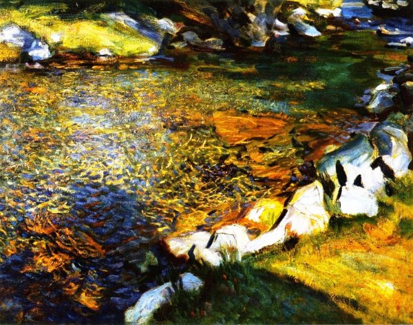 Val d'Aosta, Stepping Stones by John Singer Sargent - Hand-Painted Oil Painting Reproduction