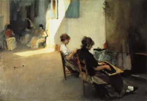 Venetian Bead Stringers by John Singer Sargent - Oil Painting Reproduction