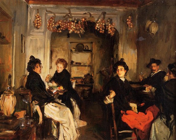 Venetian Wineshop by John Singer Sargent - Hand-Painted Oil Painting Reproduction