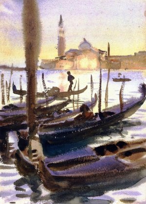 Venice, Gondolas off San Giorgio Magiore by John Singer Sargent Oil Painting