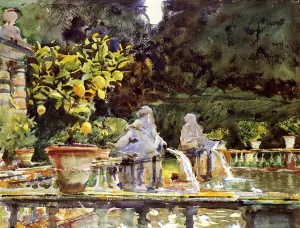Villa de Marlia: A Fountain by John Singer Sargent - Oil Painting Reproduction
